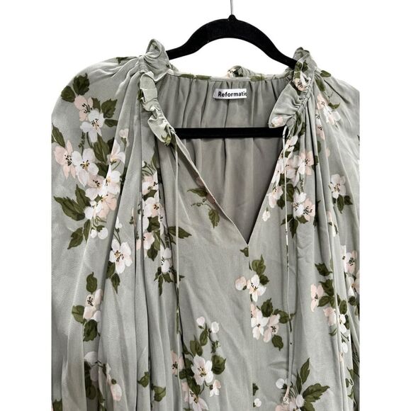 REFORMATION Adrienne Dress in Green Floral - Size L - New - Picture 4 of 5